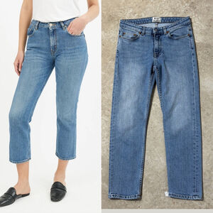 Acne Studios Blue Jeans Women’s Size 25 Row Clean Lt Vtg Cropped Zipper Fly
